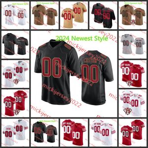 Christian McCaffrey São Francisco 2023 Jersey de futebol da moda Brandon Aiyuk Arik Armstead costurou Nick Bosa Sam Darnold Brock Purdy 44 Kyle Juszczyk Jerseys