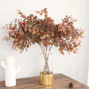 Fiori decorativi Decorazione autunnale giapponese Stile di lusso Eucalipto Ramo lungo Seta Artificiale Decorazione della stanza Piante finte Foglie