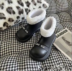 Designer Damen Trooper Stiefel Pelz Pelzstiefel Puppenkopf Alphabet Regen Gummistiefel Balencaig Aktivitäten Designer Winter Wasserdichte rutschfeste EVA Regen Plateaustiefel