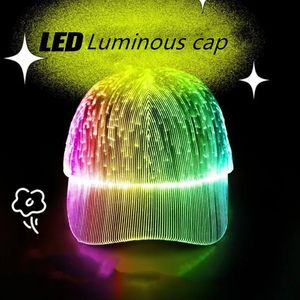 可変色LED RGB光ファイバーLEDハットコンサートバーDJパーティーネオンライトアップフラッシュサンハット野球帽子231220