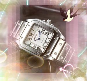 Relógio masculino luxo de luxo em aço inoxidável completo relógios de cronógrafo ao ar livre Batterz Battery Square Roman Roman Tank Dial