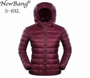 Newbang Brand Womens Down Jackets Ultra Light Down Jacket Women 5xl 6xl 7xl Plus zima cienkie ciepłe płaszcze wiatrówki S181017316404