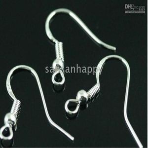 500PCS 925 Sterling Silver Earring Findings Fishwire Hooks Jewelry DIY 15mm fish Hook Fok Coil Ear Wire192K