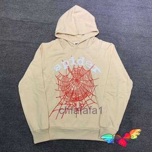 Men's Hoodies Sweatshirts Khaki Young Thug Spider Men Women 1 White Foam Print Red Cobweb Sp5der Hip Hop 555555 Pullovers H9TQ