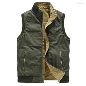 Herrenwesten Plus Größe M-8XL Frühling Herbst Militärweste Männer Outdoor Casual Multi-Taschen doppelseitiges Tragen ärmellose Jacke