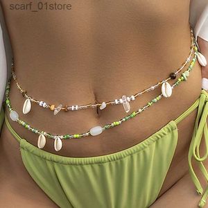 Waist Chain Belts Bohemia Hand-woven Beaded Waist Beads Women's Fashion Silation Shell Irregular Stone Belly Chain Sexy Bo Chain Jewelry GiftL231221