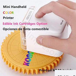 Skrivare Kongten Mbrush Color Mobile Mini Inkjet Printer WiFi Android iOS Wireless Handheld Presentkort Tatuering med ätbart bläck Drop de Dhchx