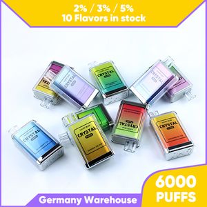 Germania Magazzino usa e getta vape 6000 sbuffi vapes puff 6k e sigaretta 1500mah batteria 12ml carrelli preriempiti pod consegna entro 5 giorni