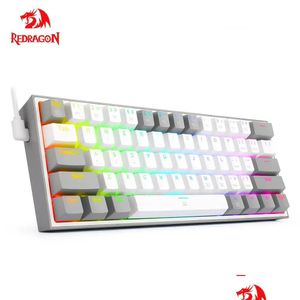 Keyboards Redragon Fizz K617 Rgb Usb Mini Mechanical Gaming Wired Keyboard Red Switch 61 Key Gamer For Computer Pc Laptop Detachable Dhyl1