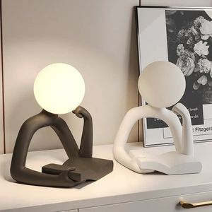 Moon Thinker Figurine Modern Design Home Decor Abstract Figure Sculpture Aesthetic Bedroom Decoration Desk Ornaments Night Light 231221