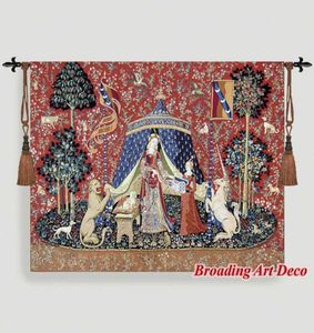 DESIRE The Lady the Unicorn Medieval Tapestry Wall Hanging Jacquard Weave Gobelin Home Art Decoration Aubusson Cotton 100 2104520462