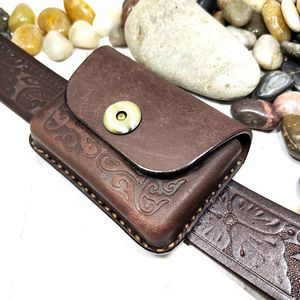 Blongk Handmade Waist Bag ID Credit Card Holder Case Purse Pouch Genuine Leather Belt Pack Men Women DFDK 231220