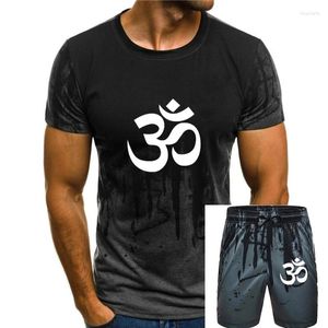 Fatos masculinos OM AUM SÍMBOLO Relaxamento T-shirt para homens masculinos engraçado algodão manga curta streetwear jn budismo mani padme hum t camisa