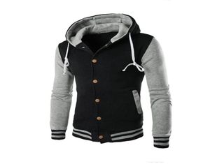 Nowa z kapturem kurtka baseballowa Mężczyźni 2016 Slim Hoodie Warm Slim Mens Slim Fit Kurtka Stylowa college Jacekt Veste Homme4155550