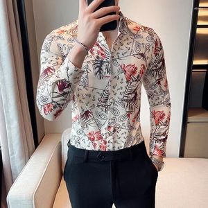 Camicie casual da uomo Taglie forti M-6XL Abbigliamento di marca stampato di alta qualità Camicia da uomo barocca a maniche lunghe firmata da smoking sociale