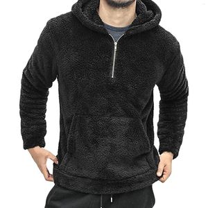 Herrtröjor män plysch varm tröja hösten/vinter pullover hoodie långärmad sport framficka utkläder överdimensionerade