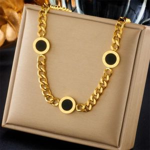 Chains 316L Stainless Steel Fashionable And Minimalist Punk Retro Hip-hop High-end Temperament Circular Brand Chain Metal Necklace