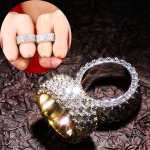 Spersonalizowane złote białe złote miłośnicy Diamond Miłośnicy Pierścień Pierścień Cubic Zirconia Hip Hop Wedding Pierindy zaręczynowe dla 238Z