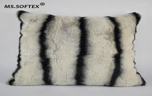 MSSOFTEX Natural Rex Kürk Yastığı Kılıfı Chinchilla Tasarımı Gerçek Kürk Yastık Kapağı Yumuşak Yastık Kapak Evleri Dekorasyon14526777