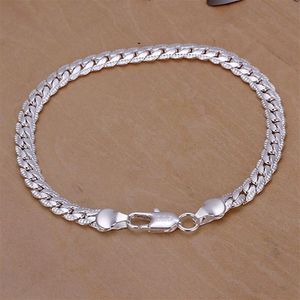 Men's 5mm 20cm 925 sterling silver chains bracelets bangles H199230v
