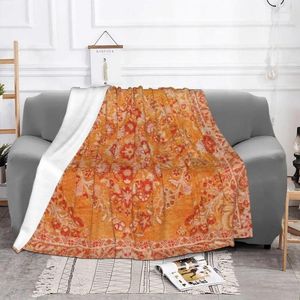 Filtar orange bohemisk berber traditionell marockansk filtfleece textildekor andas med lätt kast för säng soffa