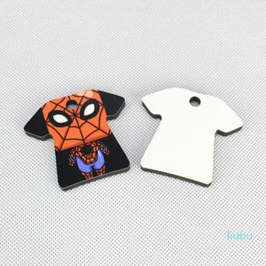 Toptan 100 PCS DIY Çift Boş T-Shirt Anahtar Zinciri Süblimasyon Ahşap Anahtar Halkası Isı Pres Transferi Jewlery Fotoğraf Hediyesi