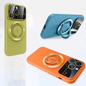 Magnet Holder Case for IPhone 15 14 13 12 11 Pro Max Plus Cover Large View All-round Camera Shell for Magsafe Charge Stand Funda 70pcs