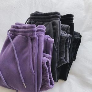 Capris Purple Harem Sweatpants Kadınlar Sıcak Sonbahar Kış Kış Big Velvet Kalın Gevşek Tozluk Allmatch Wideleg Rahat Pantolon