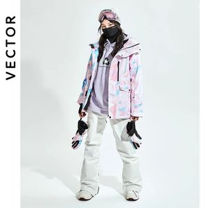 Vector homens mulheres jaqueta de esqui calças inverno quente à prova de vento à prova dwindproof água esportes ao ar livre snowboard calças casaco 231220