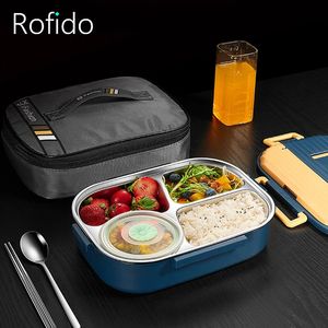 Insulated Lunch Box For Men Portable Bento Box Food Storage Office Worker Microwave Tableware Picnic Stainless Steel Dinnerware 231221