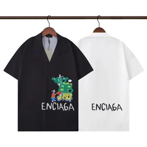 24SSメンズビジネスシャツ春と夏のカジュアルTシャツストリートヒップホップマンシャツ印刷パターンユニセックス