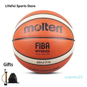 Geschmolzene Größe 5 6 7 Basketballs GM7X Mann Frauen Indoor Match Standard offizieller Basketball Soft Touch Jugendtraining Bälle kostenloses Geschenk