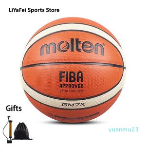 Molten storlek 5 6 7 Basketballar GM7X MAN KVINNER IN INHOOR MATCH STANDARD OFFICIAL BASKABALL Soft Touch Youth Training Balls gratis gåva