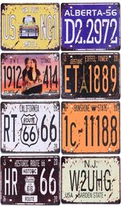 Route 66 Car Number License Metal Painting Sign Vintage France USA Brazil Mexico Plaque Tin Signs Retro Coffee Movie Route 66 Wall2860607