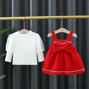 Vestidos da menina para meninas vestido vermelho primavera novo outono vestido infantil conjunto vestido de ano novo vestido de ano novo vestido de tanque de bebê menina 0-3y