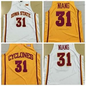 Nikivip Custom Georges Niang Iowa State College Basketball-Jersey Herren Allgenähtes weißes Gelb AnyxS-5xl Name und Nummer Top Quali