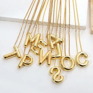 Pendant Necklaces ALLYES Alphabet Balloon Bubble Initial Letter For Women Men Gold Plated Copper Chunky Necklace Jewelry Gift