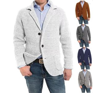 Jaqueta masculina jaqueta outono inverno cor sólida cor slim-fit peito de peito longo de colar de colarinho de colarinho de gola longa blazers