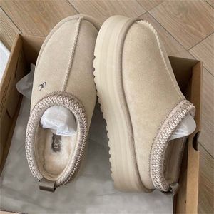 Tasman-Hausschuhe für Damen, kastanienbraunes Fell, Tazz-Hausschuhe, Pantoletten, Herren-Slipper, Schaffell-Shearling, Ultra-Plateau-Mini-Stiefel, Slip-on-Schuhe, Wildleder-Obermaterial, Komfort, Herbst-Winter-Größe