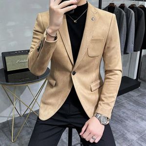 Abiti da uomo 2024 Hombre Suit Giacca in pelle scamosciata Uomo Terno Masculino Abbigliamento Giacca in pelle di cervo Casual Slim Fit