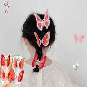 Hair Accessories Children Accessory Year Red Embroidery Butterfly Hairpin Super Immortal Moving Clip Little Princess Headdress