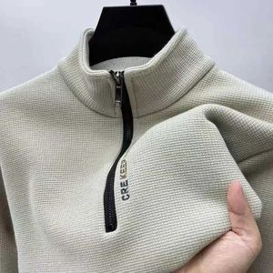 Herren Hoodies Sweatshirts warmer Pullover Mode Herren Strickwege Solid Color Chunky Halb Reißverdickung Dicke -Pullover Luxus Männerkleidung Rollkragenpullover Pullover J231220