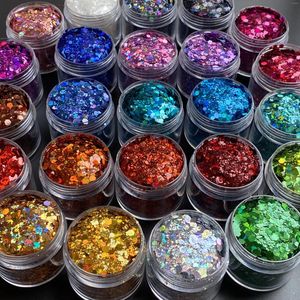 Nail Glitter 15g/Jar Mix Holographic Sequins Hexagon Color Changing Chunky Craft Flakes For Epoxy Resin