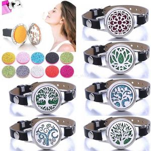 Beaded New Aroma Diffuser Bracelet stainless steel Aromatherapy lockets Essential Oil Diffuser Bracelets Genuine Leather Bracelet womenL231221