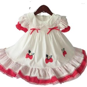 Abiti da ragazza Abito di qualità Vitange Spagnolo Fresco Pattern Fragole traspirante cameriera in pizzo vento vestiti per bambini 2-6 anni