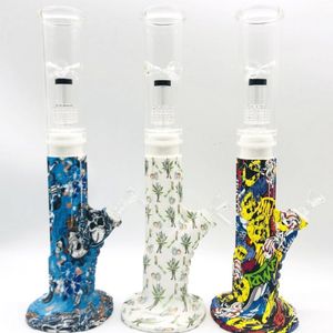 15 -Zoll -Glas Bong Percolator Kiesel Gel Shisha -Perücke WAG Wasserrohr 14mm Lenk mit Schüssel