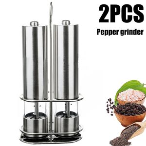 2Pcs Electric Automatic Mill Pepper And Salt Grinder Set Spice Adjustable Coarseness Kitchen Seasoning Grinding Tool 231221