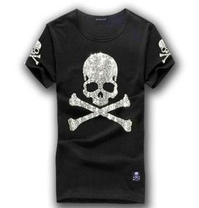 MMJ Mastermind Japan Shining Diamond Rhine Skull Gun O-Neck Kurzarm-T-Shirt aus Baumwolle, weiß und schwarz, Farbe 3943566