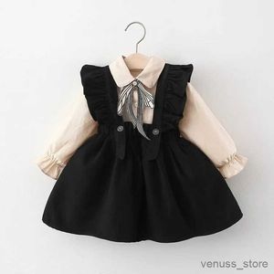 Mädchenkleider Prinzessin Neugeborene Baby Mädchen Baby Bowknot Kinder tragen neue Herbst Girls Hosentender Kleider Langarmes Hemd zwei Kleider