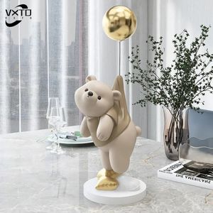 Creative Balloon Polar Bear Resin Ornaments Home Decor Crafts Office Desk Figurines Bookcase Sculpture Craft 231220